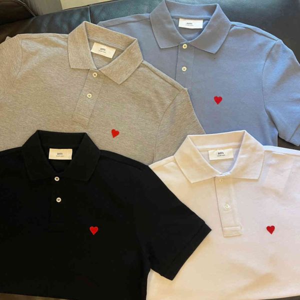 21ss ami little love peach heart a spring and summer men and women with the same lapel polo shirt yyw, White
21ss ami little love peach heart a spring and summer men and women with the same lapel polo shirt yyw, White