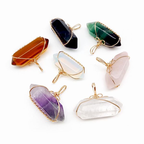 copper wire wrap natural stone pendulum pendant reiki healing crystal necklace hexagonal bullet amethyst pink quartz chakras pendulo jewelry, Silver
copper wire wrap natural stone pendulum pendant reiki healing crystal necklace hexagonal bullet amethyst pink quartz chakras pendulo jewelry, Silver