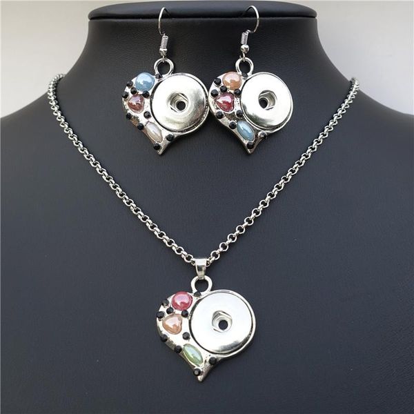earrings & necklace rhinestone heart jewelry set 18mm snap buttons women 12 sets / lot mix colors, Silver
earrings & necklace rhinestone heart jewelry set 18mm snap buttons women 12 sets / lot mix colors, Silver
