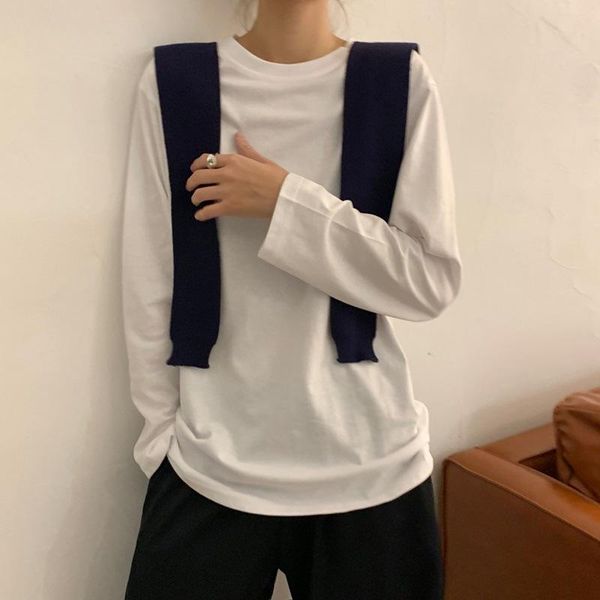 women's t-shirt white bottom coat autumn 2021 korean dress with pure color student long sleeve
women's t-shirt white bottom coat autumn 2021 korean dress with pure color student long sleeve