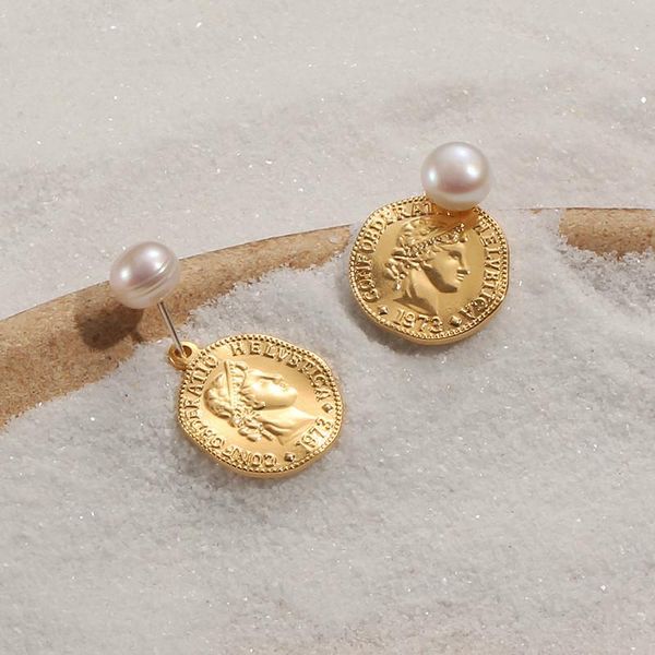 round portrait coin natural pearl earrings for women indifference personality concave jewelry pendientes earing, Silver
round portrait coin natural pearl earrings for women indifference personality concave jewelry pendientes earing, Silver