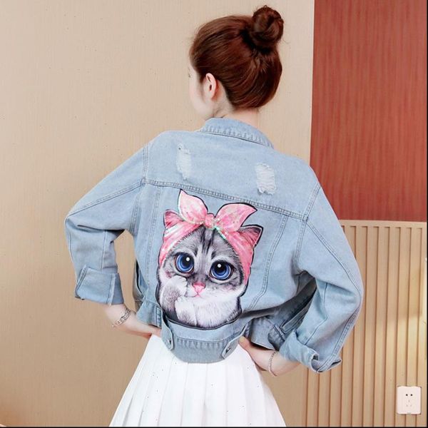 3329 summer casual short denim jacket women sequins cat printed jeans jacket ladies plus size 4xl 5xl outerwear holes, Black;brown
3329 summer casual short denim jacket women sequins cat printed jeans jacket ladies plus size 4xl 5xl outerwear holes, Black;brown