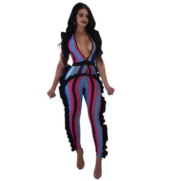 women's jumpsuits & rompers adogirl colorful stripe ruffle jumpsuit, Black;white
women's jumpsuits & rompers adogirl colorful stripe ruffle jumpsuit, Black;white