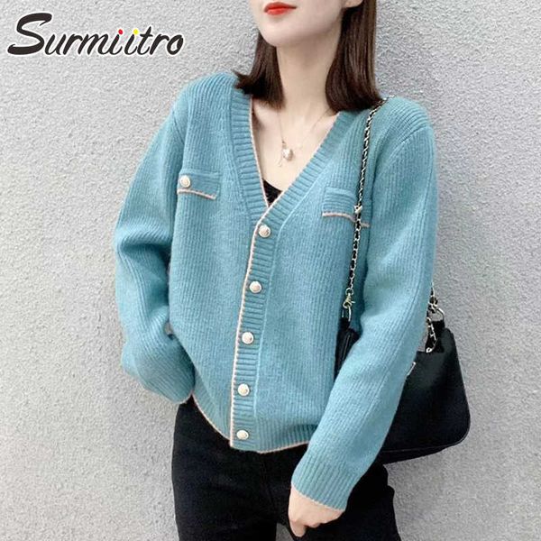 surmiitro sweet cardigan women autumn winter v neck korean pink long sleeve sweater female knitted jacket coat knitwear 210712, White;black