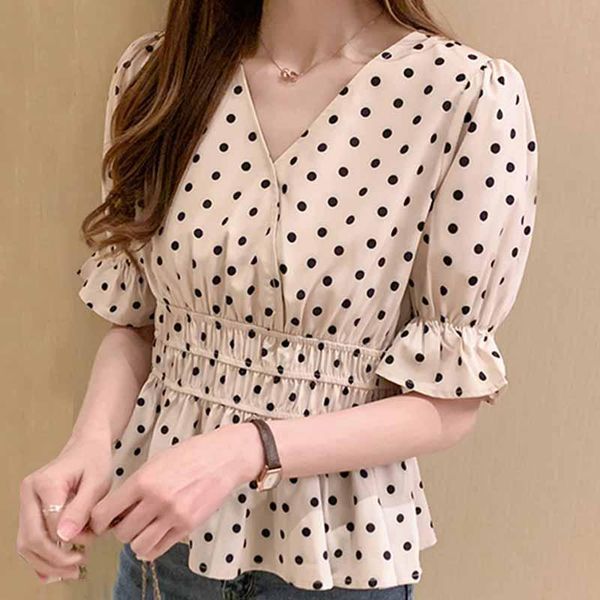 women's blouses & shirts women blouse 2021 short sleeve v-neck dot chiffon shirt blusas camisas mujer d303, White
women's blouses & shirts women blouse 2021 short sleeve v-neck dot chiffon shirt blusas camisas mujer d303, White