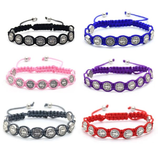 link, chain handmade colorful braided rope religious catholic saint benedict beads exorcism shield bracelet church jewelry gifts, Black
link, chain handmade colorful braided rope religious catholic saint benedict beads exorcism shield bracelet church jewelry gifts, Black