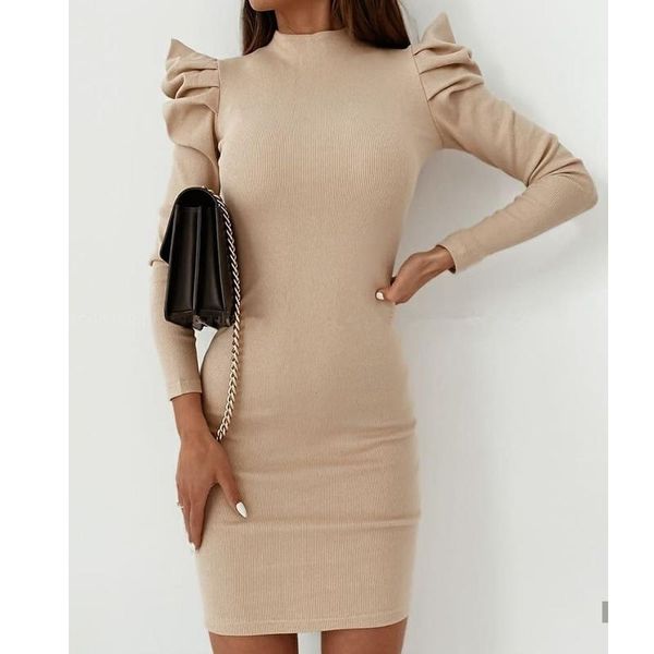 casual dresses wepbel solid color slim fit dress women sheath bodycon round neck bubble sleeve long high waist club, Black;gray
casual dresses wepbel solid color slim fit dress women sheath bodycon round neck bubble sleeve long high waist club, Black;gray
