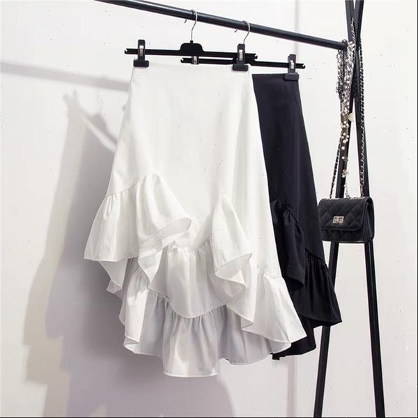 2021 summer autumn vintage irregular ruffles high waist skirts womens white black korean style asymmetrical skirt
2021 summer autumn vintage irregular ruffles high waist skirts womens white black korean style asymmetrical skirt
