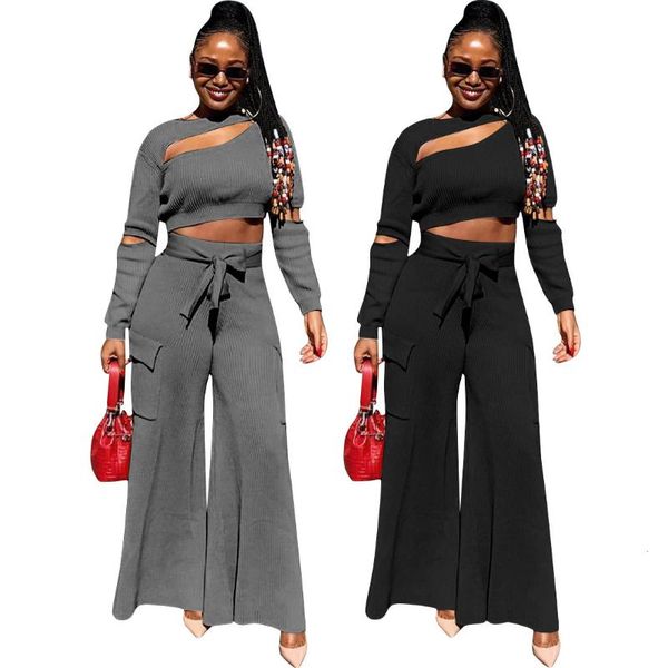 two piece dress spring winter women solid o neck hollow out full sleeve crop + wide leg sashes pants set casual outfits, White
two piece dress spring winter women solid o neck hollow out full sleeve crop + wide leg sashes pants set casual outfits, White
