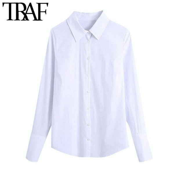 women's blouses & shirts traf women fashion office wear basic vintage long sleeve button-up female blusas chic, White
women's blouses & shirts traf women fashion office wear basic vintage long sleeve button-up female blusas chic, White