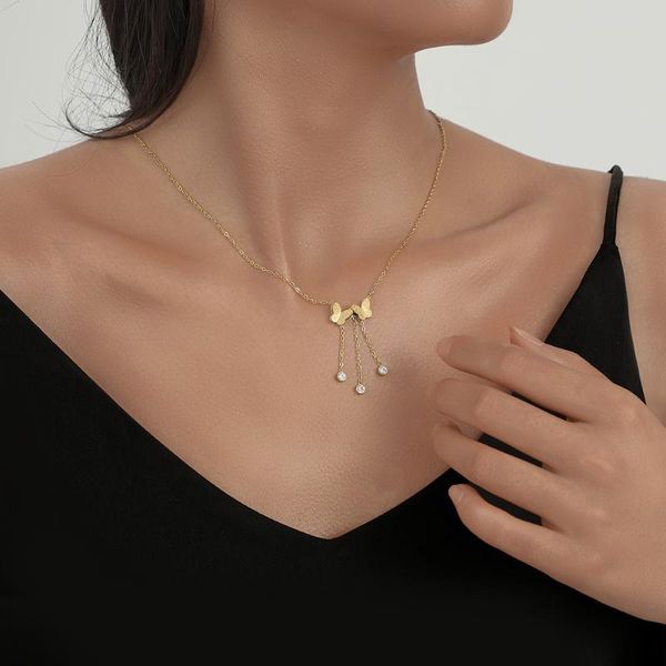 pendant necklaces trendy matte double butterfly tassel zircon necklace for women elegant clavicle chain female delicate party chokers, Silver
pendant necklaces trendy matte double butterfly tassel zircon necklace for women elegant clavicle chain female delicate party chokers, Silver