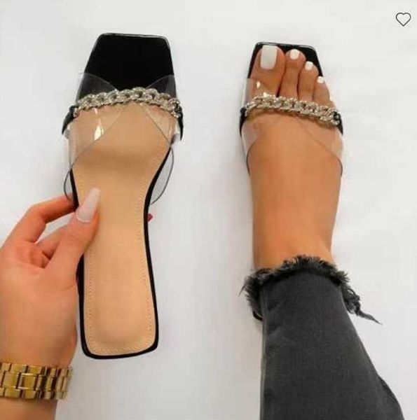 slippers 2021 fashion transparent open-toed chain roman style summer solid outdoor large size flat women's 36-43, Black
slippers 2021 fashion transparent open-toed chain roman style summer solid outdoor large size flat women's 36-43, Black