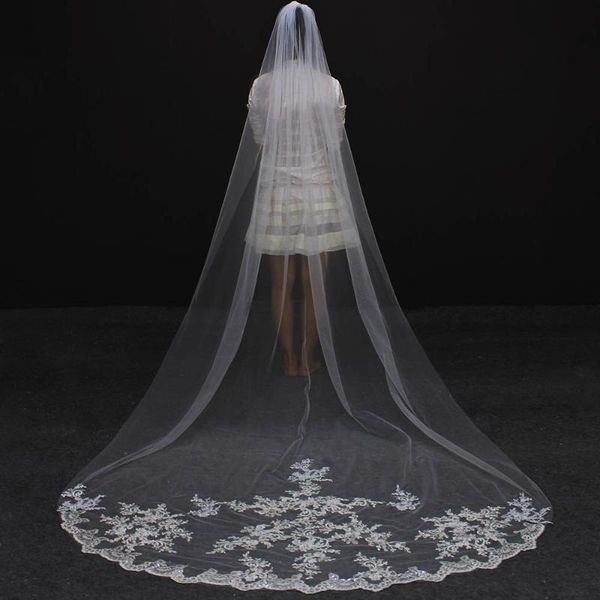 bridal veils long 3 meters lace appliques veil with comb white ivory tulle for wedding welon velo bride accessories, Black
bridal veils long 3 meters lace appliques veil with comb white ivory tulle for wedding welon velo bride accessories, Black