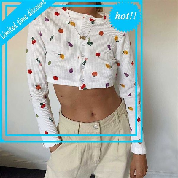2021 women printed long mouwen t-shirt front buttons vest reef lent crop casual cats basic short tea, White
2021 women printed long mouwen t-shirt front buttons vest reef lent crop casual cats basic short tea, White