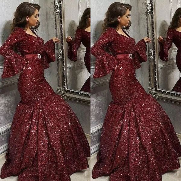 2022 burgundy sequins evening dresses long sleeves custom made plus size ruched pleats v neck ribbon prom party gown celebrity formal wear v, Black;red
2022 burgundy sequins evening dresses long sleeves custom made plus size ruched pleats v neck ribbon prom party gown celebrity formal wear v, Black;red