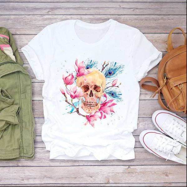 women skull 90s casual scary watercolor halloween print lady t shirts womens graphic t shirt ladies female tee t shirt, White
women skull 90s casual scary watercolor halloween print lady t shirts womens graphic t shirt ladies female tee t shirt, White