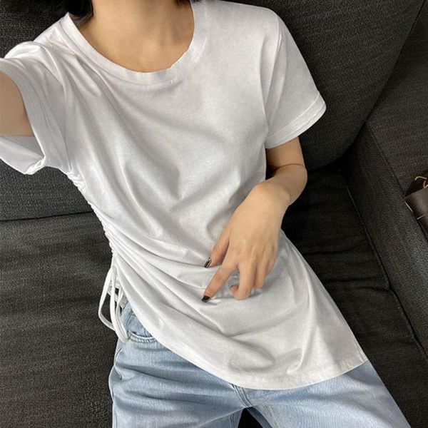 women's t-shirt t-shirts women solid designers shirring side-slit o-neck all-match elegant lady loose trendy ulzzang female tees, White
women's t-shirt t-shirts women solid designers shirring side-slit o-neck all-match elegant lady loose trendy ulzzang female tees, White
