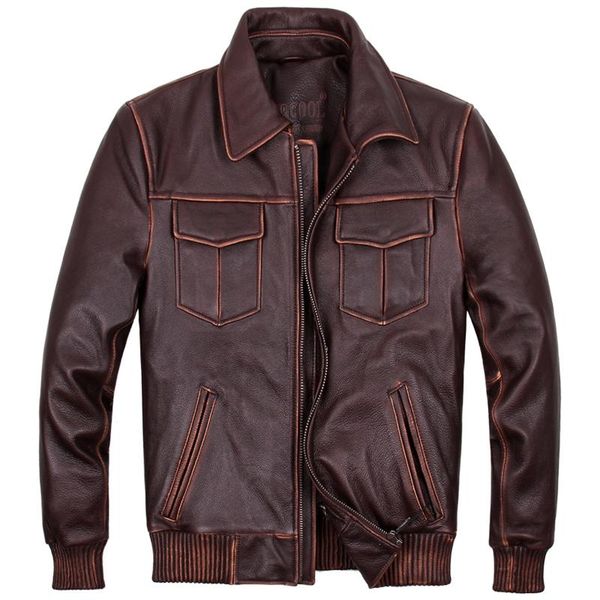 men's leather & faux retro cowhide jackets multi pockets genuine business slim fit coat for male, Black
men's leather & faux retro cowhide jackets multi pockets genuine business slim fit coat for male, Black