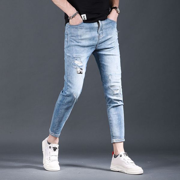 torn brem blue stretch 2021 summer casual thin streetwear fit pencil styling korean cotton denim pants lsdw, White;black
torn brem blue stretch 2021 summer casual thin streetwear fit pencil styling korean cotton denim pants lsdw, White;black