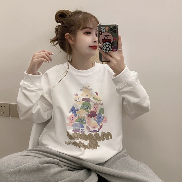 2021 new autumn college style loose cartoon printing long-sleeved casual round neck sweatshirt simple fashion 3p43, Black
2021 new autumn college style loose cartoon printing long-sleeved casual round neck sweatshirt simple fashion 3p43, Black