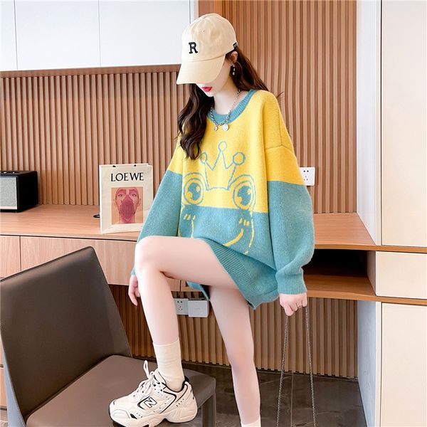 meitong autumn winter cute cartoon jacquard contrast pullover sweater female 2021 lazy korean sweater top, White;black
meitong autumn winter cute cartoon jacquard contrast pullover sweater female 2021 lazy korean sweater top, White;black