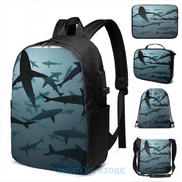backpack funny graphic print sharks, lots and of sharks usb charge men school bags women bag travel laptop
backpack funny graphic print sharks, lots and of sharks usb charge men school bags women bag travel laptop