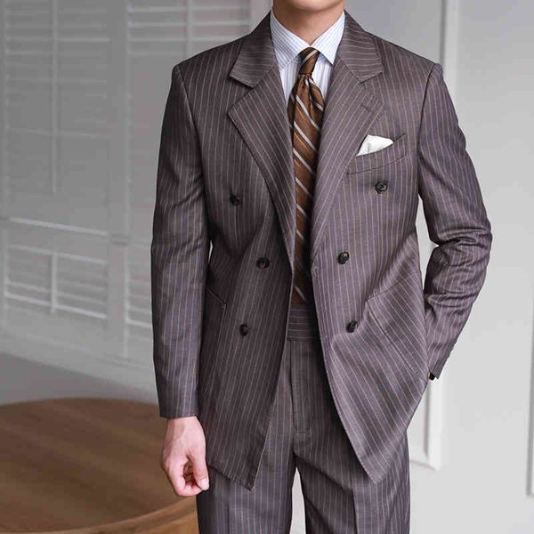 men's suits & blazers luxury stripe suit fashion men's coat high-end double breasted evening wedding groom's, White;black
men's suits & blazers luxury stripe suit fashion men's coat high-end double breasted evening wedding groom's, White;black