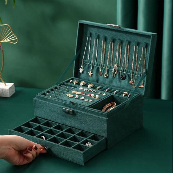 jewelry pouches, bags fashion 3-layers green stud organizer large ring necklace makeup holder cases velvet box with lock for women, Pink;blue
jewelry pouches, bags fashion 3-layers green stud organizer large ring necklace makeup holder cases velvet box with lock for women, Pink;blue