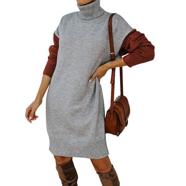 casual dresses turtleneck knitted sweater dress for women autumn winter long sleeve patchwork pullover loose mini knitwear wdc8537, Black;gray
casual dresses turtleneck knitted sweater dress for women autumn winter long sleeve patchwork pullover loose mini knitwear wdc8537, Black;gray
