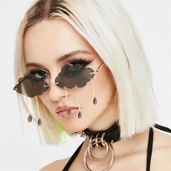 sunglasses designer rimless cloud-shape women 2021 steampunk glasses trendy, White;black
sunglasses designer rimless cloud-shape women 2021 steampunk glasses trendy, White;black
