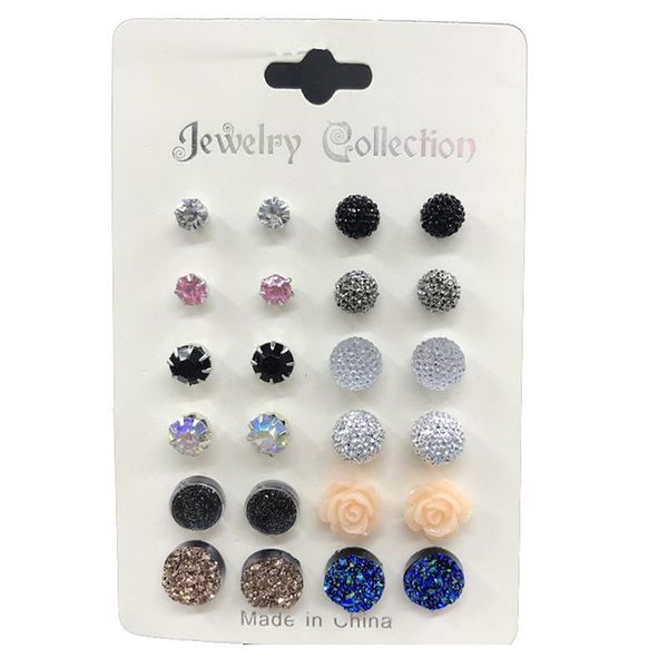 stud 12 pairs/set ladies earrings set simple style crystal multicolor rose flowers jewelry small, Golden;silver
stud 12 pairs/set ladies earrings set simple style crystal multicolor rose flowers jewelry small, Golden;silver