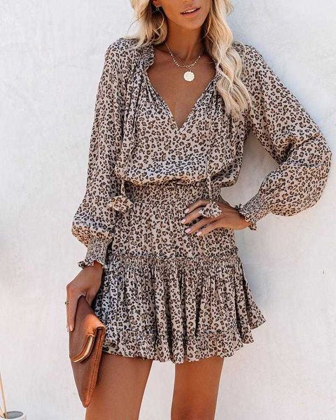 elegant fashion women casual mini dress female cheetah printed long sleeve ruffles dress 210716, Black;gray
elegant fashion women casual mini dress female cheetah printed long sleeve ruffles dress 210716, Black;gray