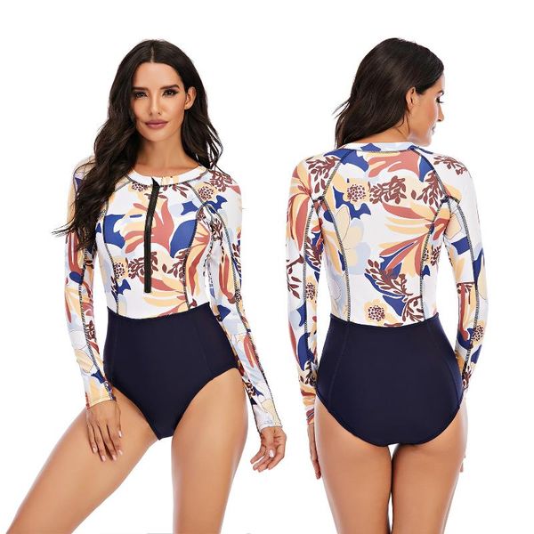 one-piece long sleeve new floral zipper patchwork female swimsuit diving swimsuit women 2021
one-piece long sleeve new floral zipper patchwork female swimsuit diving swimsuit women 2021