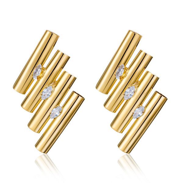 geometric hollow copper tube inlaid with diamond, copper plated real gold earrings, light luxury and versatile female exaggerated earrings, Silver
geometric hollow copper tube inlaid with diamond, copper plated real gold earrings, light luxury and versatile female exaggerated earrings, Silver