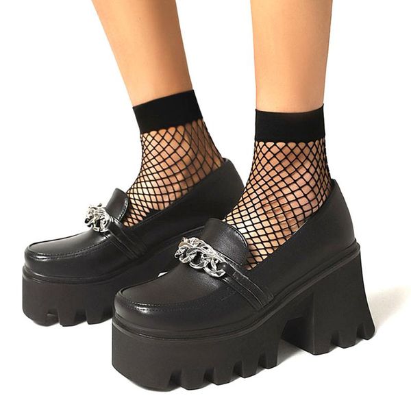 dress shoes 2021 brand design chunky high heels cool black gothic style chain slip on cosplay platform women casual pumps plus size 43
dress shoes 2021 brand design chunky high heels cool black gothic style chain slip on cosplay platform women casual pumps plus size 43