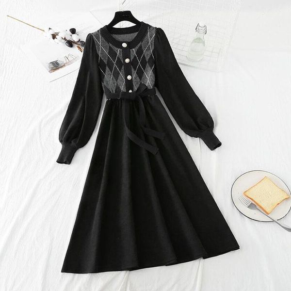 casual dresses women patchwork knitted dress spring o neck long sleeve a-line single-breasted sweater bandage vestidos, Black;gray
casual dresses women patchwork knitted dress spring o neck long sleeve a-line single-breasted sweater bandage vestidos, Black;gray