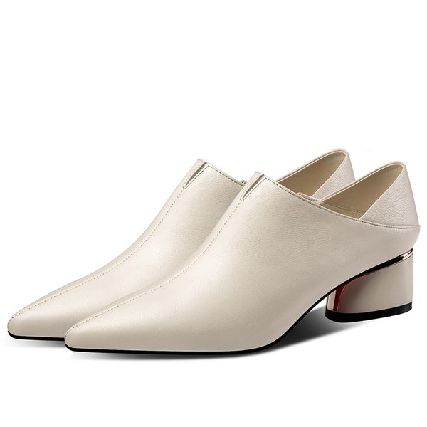 Womens genuine leather slip-on pmps low heel comfortable autumn high top OL style high heels leisure high quality dress shoes, Beige
Womens genuine leather slip-on pmps low heel comfortable autumn high top OL style high heels leisure high quality dress shoes, Beige