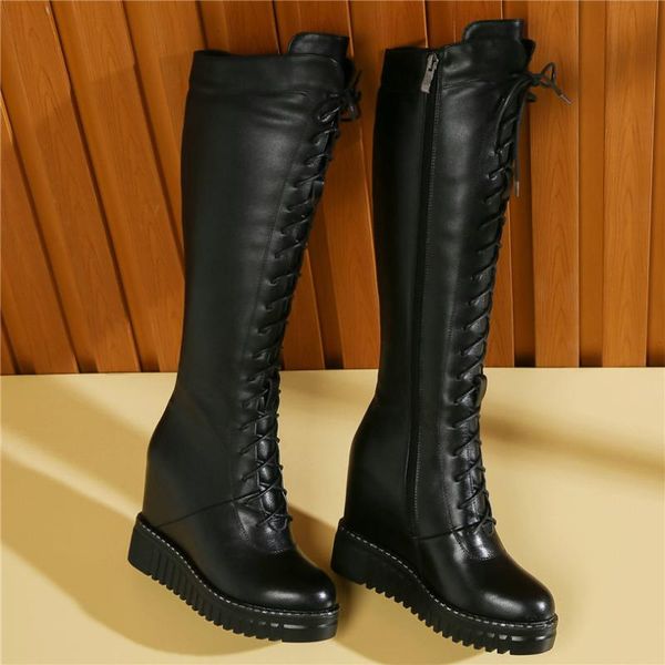 boots thigh high fashion sneakers women lace up genuine leather wedges heel motorcycle female winter warm platform creepers, Black
boots thigh high fashion sneakers women lace up genuine leather wedges heel motorcycle female winter warm platform creepers, Black