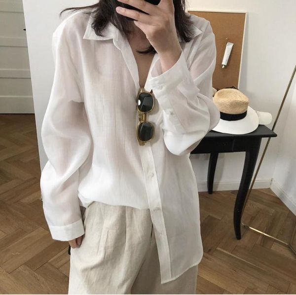 women's blouses & shirts korean style vintage blouse 2021 summer white long sleeve lapel simple comfortable loose shirt women 205e
women's blouses & shirts korean style vintage blouse 2021 summer white long sleeve lapel simple comfortable loose shirt women 205e