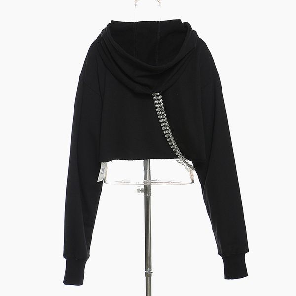 patchwork chain diamond sweatshirt for women hooded collar long sleeve short female 2021 fall fashion new tide, Black
patchwork chain diamond sweatshirt for women hooded collar long sleeve short female 2021 fall fashion new tide, Black