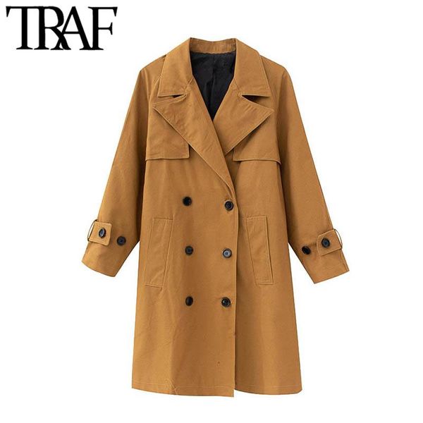 traf women fashion double breasted loose trench coat vintage long sleeve back vents female outerwear chic, Tan;black
traf women fashion double breasted loose trench coat vintage long sleeve back vents female outerwear chic, Tan;black