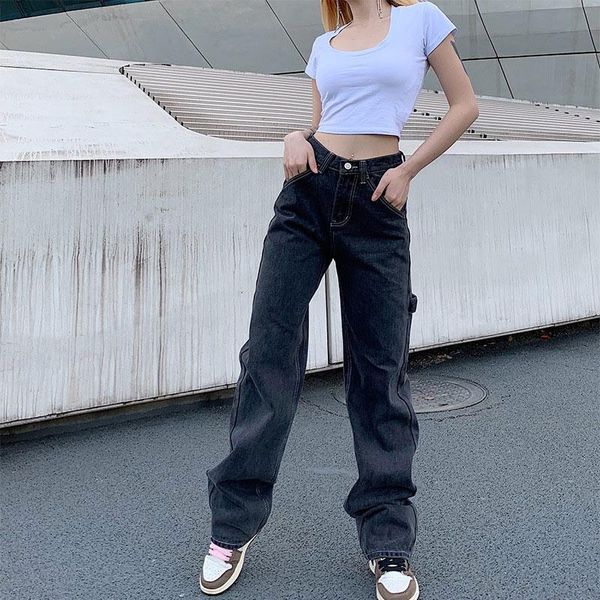 women's jeans women 2021 autumn spring 90s wide leg retro straight grey denim high waist washed pants big pockets streetwear trousers, Blue
women's jeans women 2021 autumn spring 90s wide leg retro straight grey denim high waist washed pants big pockets streetwear trousers, Blue