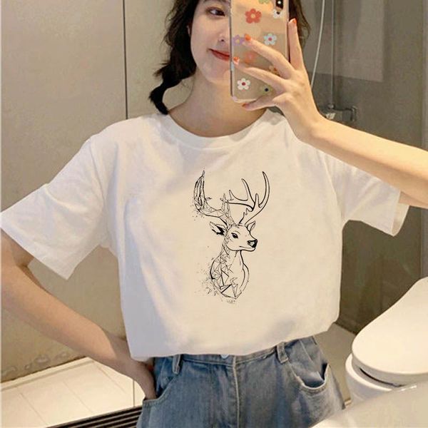 women's t-shirt summer short sleeve women tshirt kawaii cute tee shirt deer graphic print casual fashion ullzang o neck female tees clo, White
women's t-shirt summer short sleeve women tshirt kawaii cute tee shirt deer graphic print casual fashion ullzang o neck female tees clo, White