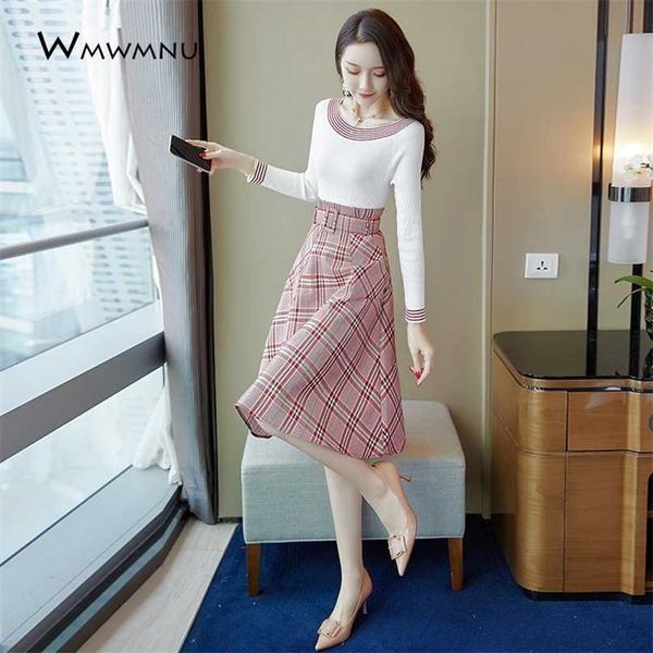 plaid a-line skirt and striped o-neck knitted 2 piece set women korean sashes slim fashion long sleeve spring autumn suit 211106, White
plaid a-line skirt and striped o-neck knitted 2 piece set women korean sashes slim fashion long sleeve spring autumn suit 211106, White
