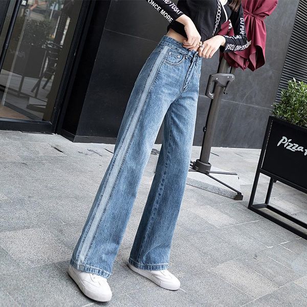 women's jeans fashion wide leg women high wiaststripe hong kong chic vintage loose female denim pants draped large size ladies bottoms, Blue
women's jeans fashion wide leg women high wiaststripe hong kong chic vintage loose female denim pants draped large size ladies bottoms, Blue