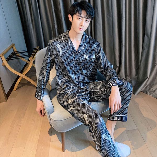 pajamas spring autumn ice long sleeve summer thin fashion can wear men's silk home suit, Black;brown
pajamas spring autumn ice long sleeve summer thin fashion can wear men's silk home suit, Black;brown