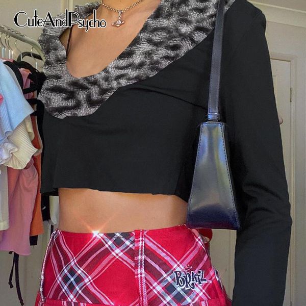 women's t-shirt leopard print faux fur collar y2k crop female autumn vintage long sleeve tshirts harajuku dark academia tees cuteandps, White
women's t-shirt leopard print faux fur collar y2k crop female autumn vintage long sleeve tshirts harajuku dark academia tees cuteandps, White