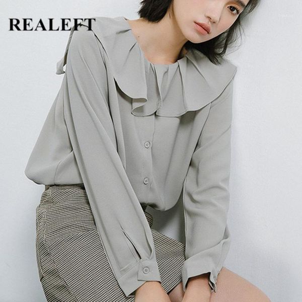 women's blouses & shirts realeft 2021 spring summer chic ruffles collar shirt female blouse long sleeve chiffon korean style loose, White
women's blouses & shirts realeft 2021 spring summer chic ruffles collar shirt female blouse long sleeve chiffon korean style loose, White