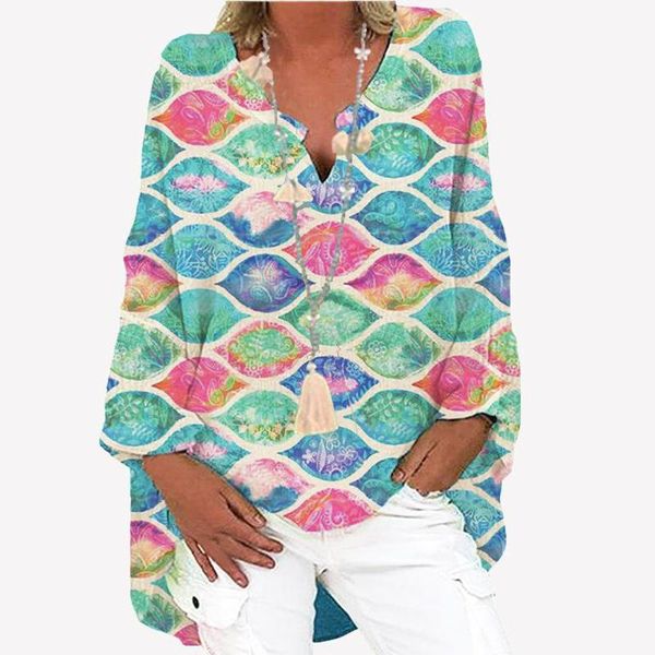 women's blouses & shirts vintage print blouse women casual long sleeve loose v-neck shirt chemise longue femme plus size and bloues, White
women's blouses & shirts vintage print blouse women casual long sleeve loose v-neck shirt chemise longue femme plus size and bloues, White