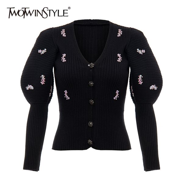 twotwinstyle patchowrk sequined caidigans for women v neck puff sleeve slim black sweaters female new tide clothing autumn 210218, White;black
twotwinstyle patchowrk sequined caidigans for women v neck puff sleeve slim black sweaters female new tide clothing autumn 210218, White;black